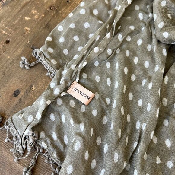 Tan Polka Dot Scarf - Lightweight Neutral Shawl for Spring Cottagecore - Picture 4 of 4